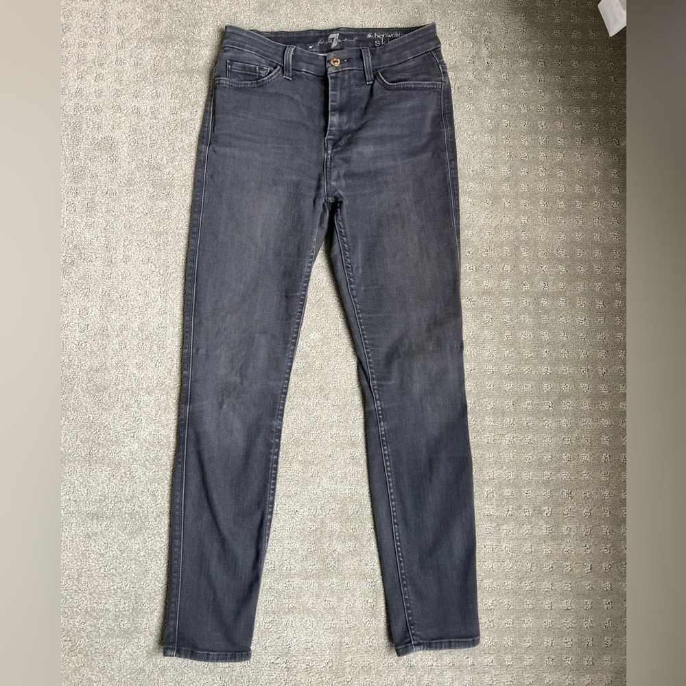 7 For All Mankind The High-Waist Ankle Skinny (grey wash)